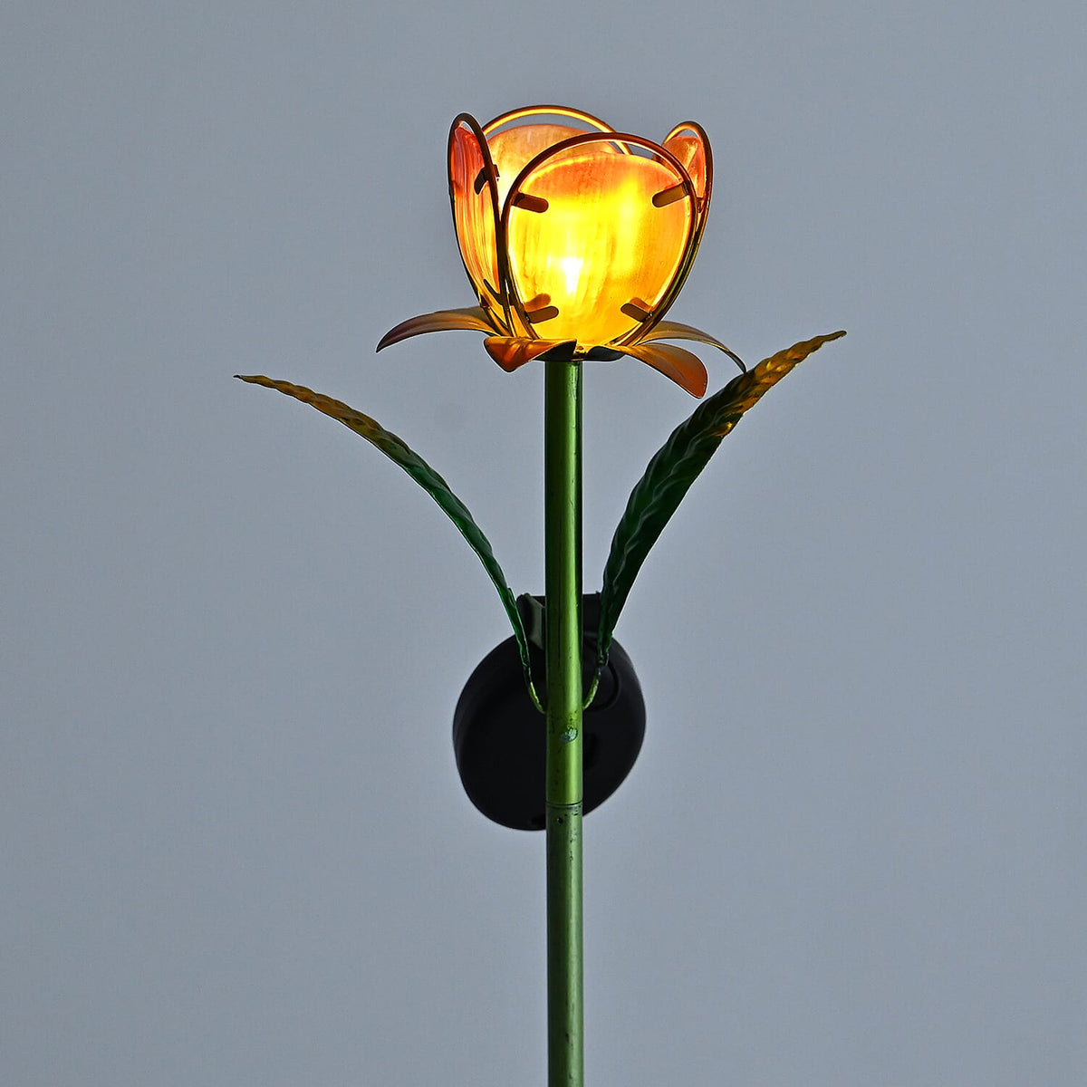 LIVMORE Solar Glass Flower Garden Stake (37cm) - Orange &amp; Green V32515516 6