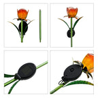 LIVMORE Solar Glass Flower Garden Stake (37cm) - Orange & Green