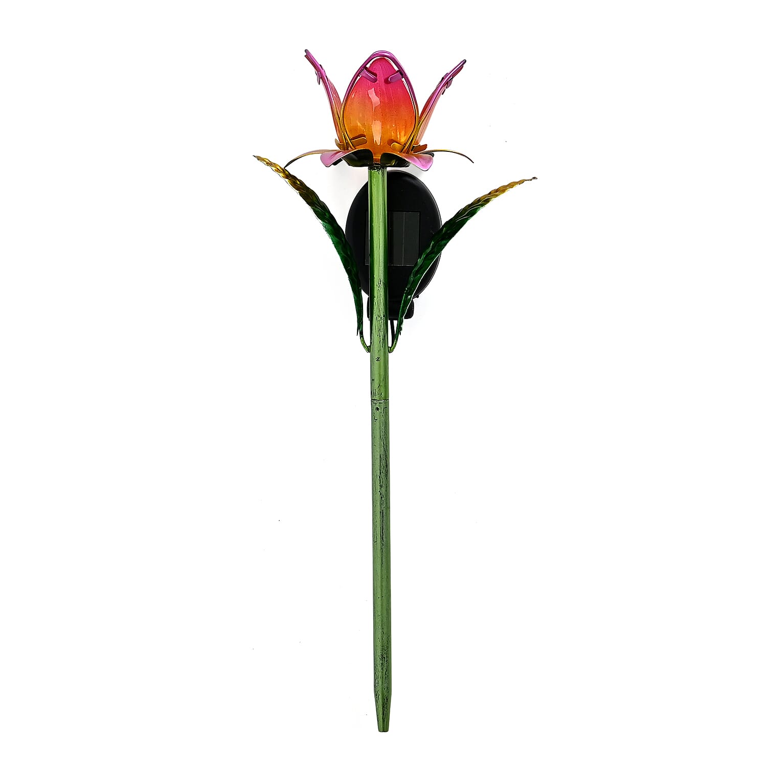 LIVMORE Solar Glass Flower Garden Stake (37cm) - Pink &amp; Green V32515508 0