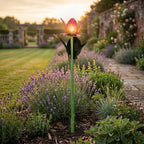 LIVMORE Solar Glass Flower Garden Stake (37cm) - Pink & Green
