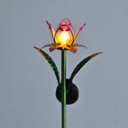 LIVMORE Solar Glass Flower Garden Stake (37cm) - Pink & Green