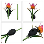 LIVMORE Solar Glass Flower Garden Stake (37cm) - Pink & Green