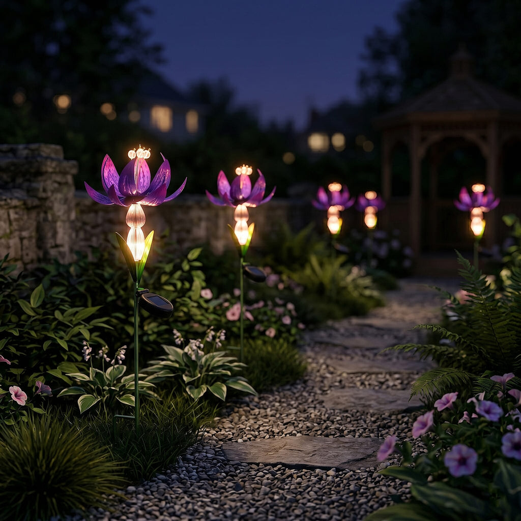 LIVMORE Solar Lotus Flower Garden Stake (96cm) - Purple