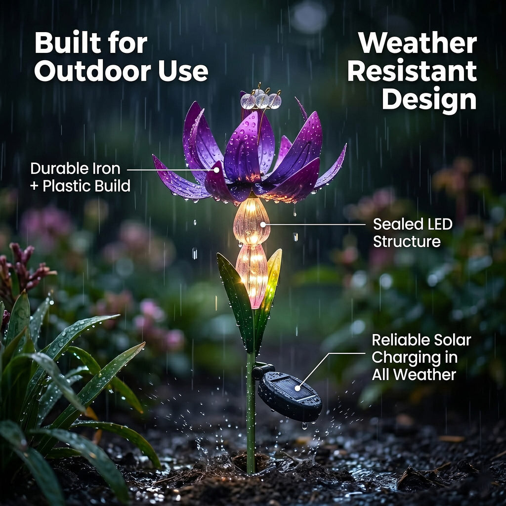 LIVMORE Solar Lotus Flower Garden Stake (96cm) - Purple