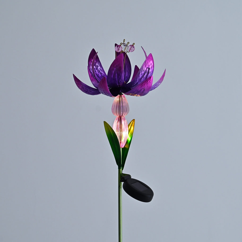 LIVMORE Solar Lotus Flower Garden Stake (96cm) - Purple