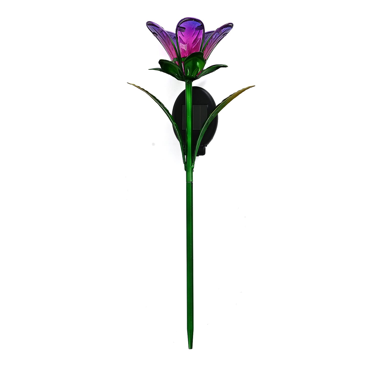 LIVMORE Solar Glass Flower Garden Stake (38cm) - Purple &amp; Green V32514609 0