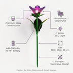 LIVMORE Solar Glass Flower Garden Stake (38cm) - Purple & Green