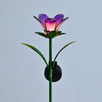 LIVMORE Solar Glass Flower Garden Stake (38cm) - Purple & Green
