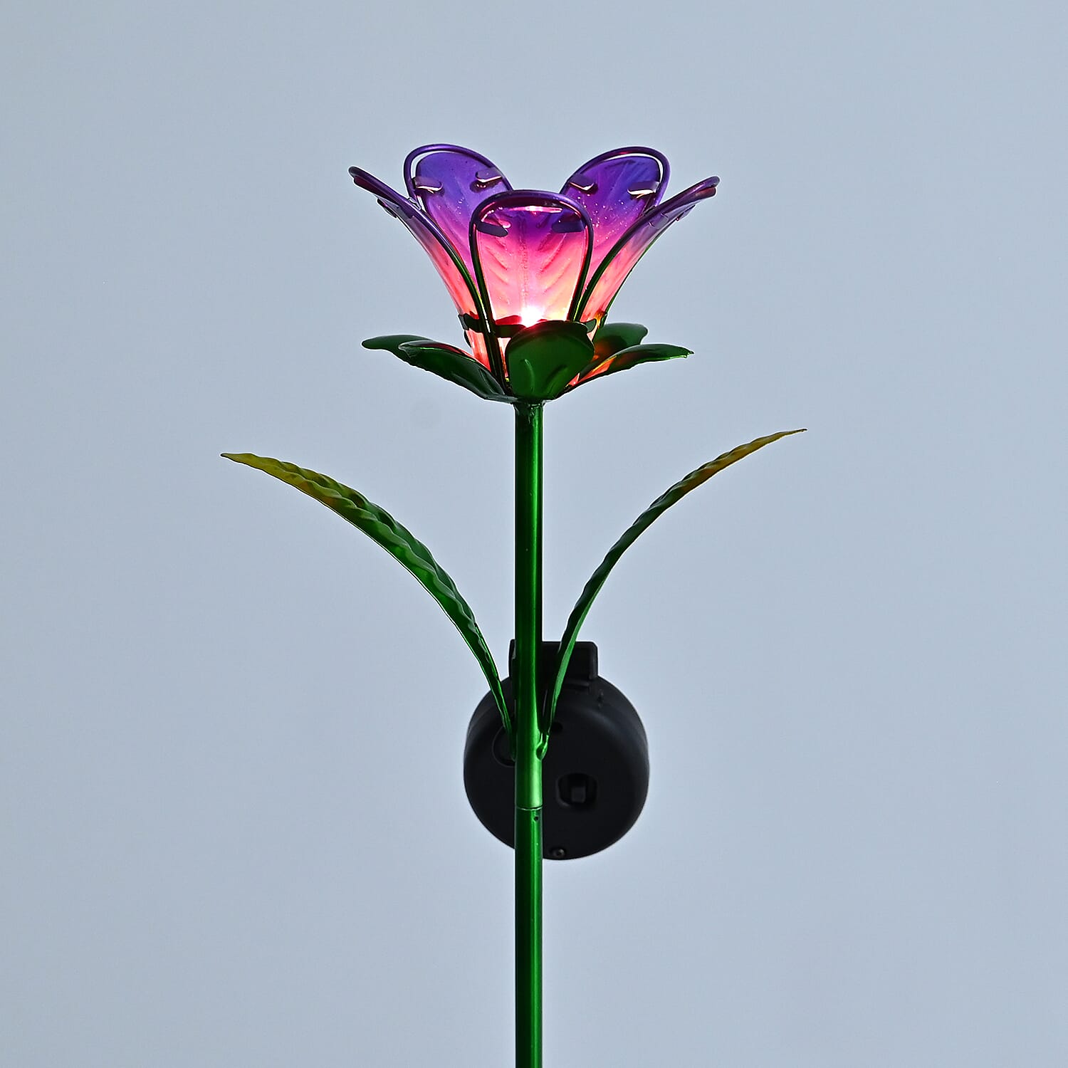 LIVMORE Solar Glass Flower Garden Stake (38cm) - Purple &amp; Green V32514609 6