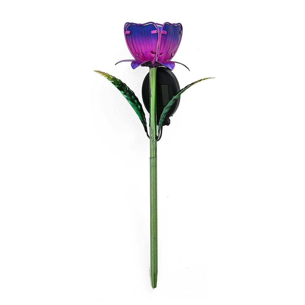 LIVMORE Solar Glass Flower Garden Stake (37cm) - Purple