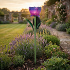 LIVMORE Solar Glass Flower Garden Stake (37cm) - Purple