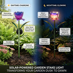 LIVMORE Solar Glass Flower Garden Stake (37cm) - Purple