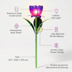 LIVMORE Solar Glass Flower Garden Stake (37cm) - Purple