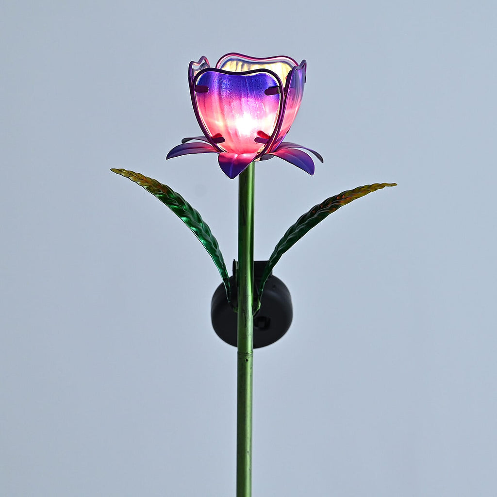 LIVMORE Solar Glass Flower Garden Stake (37cm) - Purple