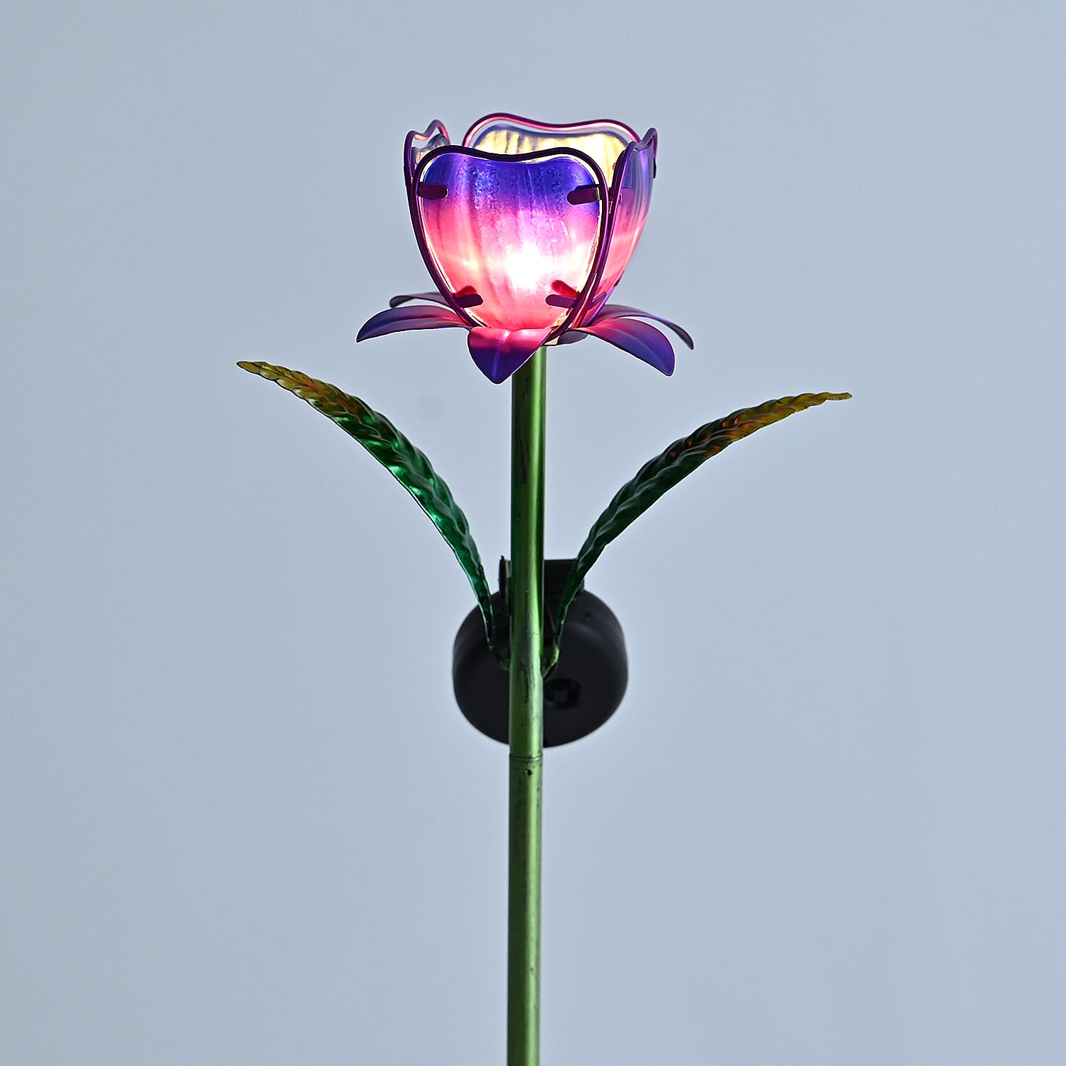 LIVMORE Solar Glass Flower Garden Stake (37cm) - Purple 8412816 6