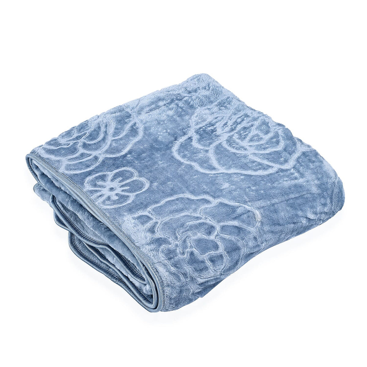 Livmore Luxurious Floral Embossed Soft Faux Mink Blanket (200x220cm) - Sky Blue 8230113 4