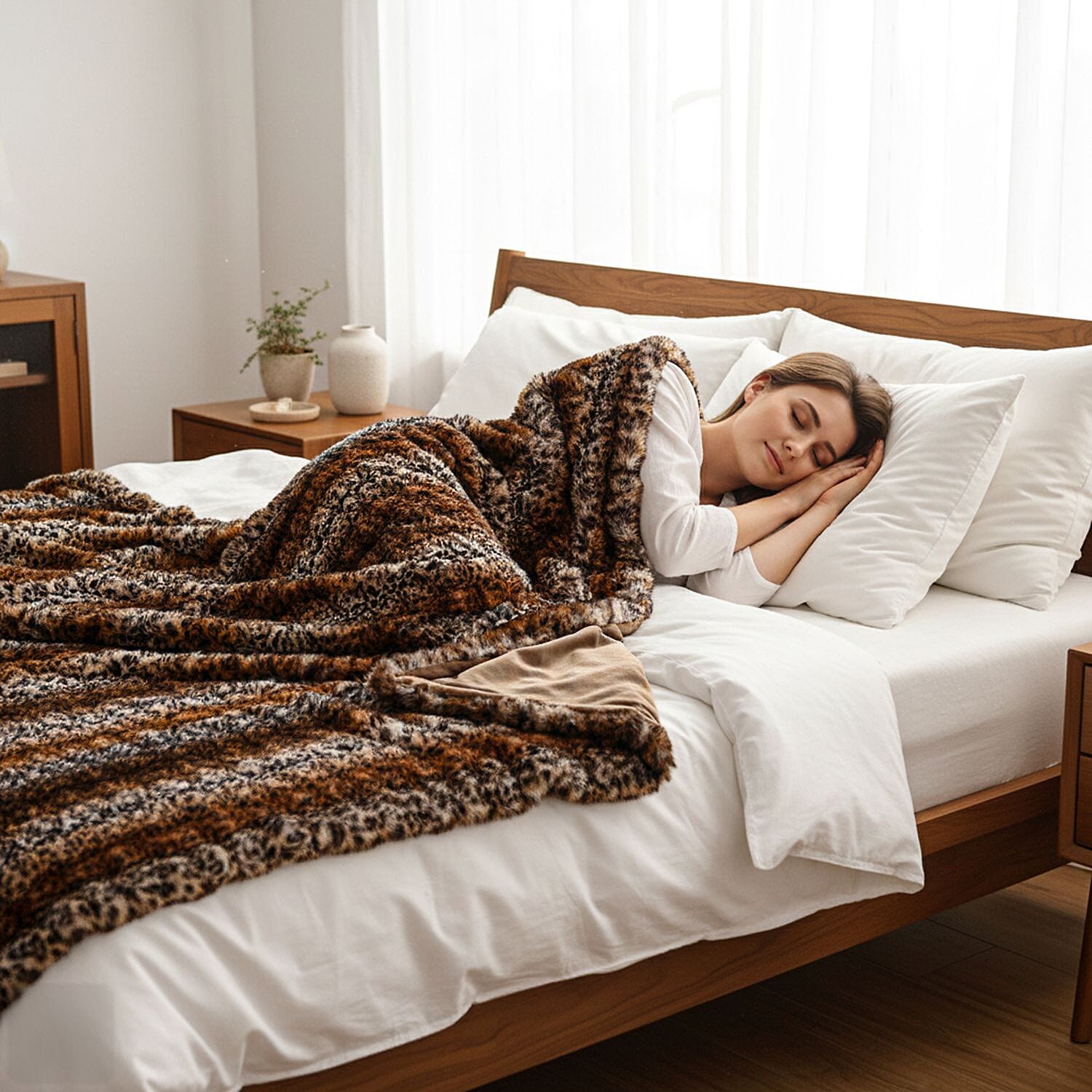 Sumptuously Super Soft Faux Rabbit Fur Double Layered Super Large Blanket 790 GSM - Brown 8206599 3