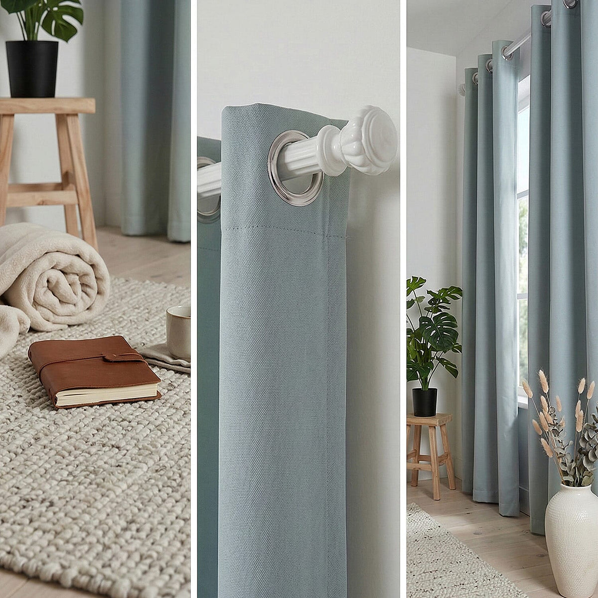 LIVMORE Set of 2 - 100% Light Blocking Coated Curtains (132 x 245cm) - Cyan V32668023 6