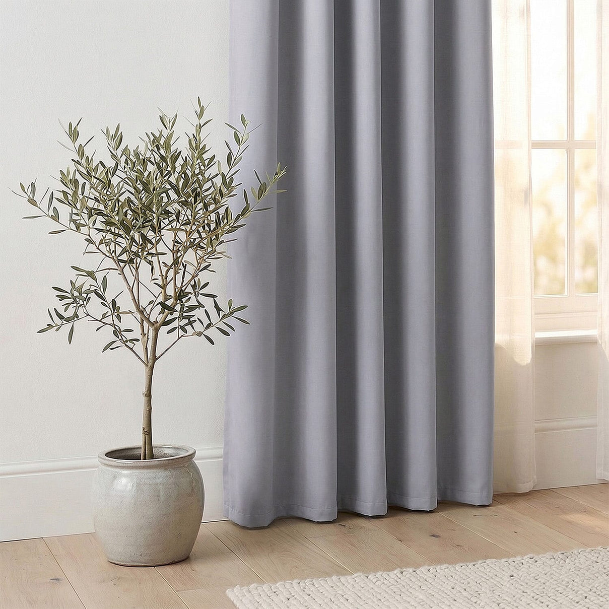 LIVMORE Set of 2 - 100% Light Blocking Coated  Curtains (132 x 245cm) - Light Grey 8376910 3
