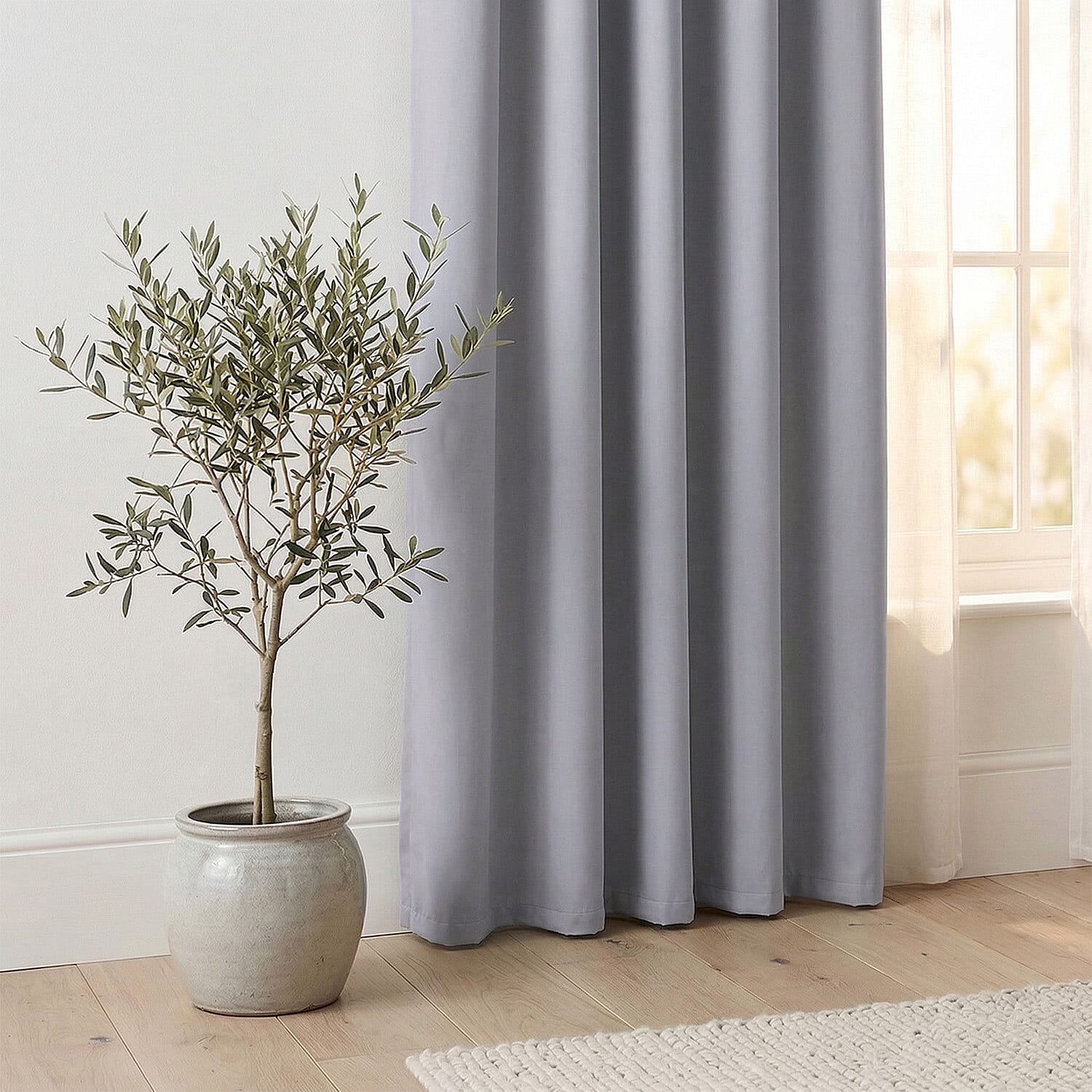 LIVMORE Set of 2 - 100% Light Blocking Coated  Curtains (132 x 245cm) - Light Grey 8376910 3