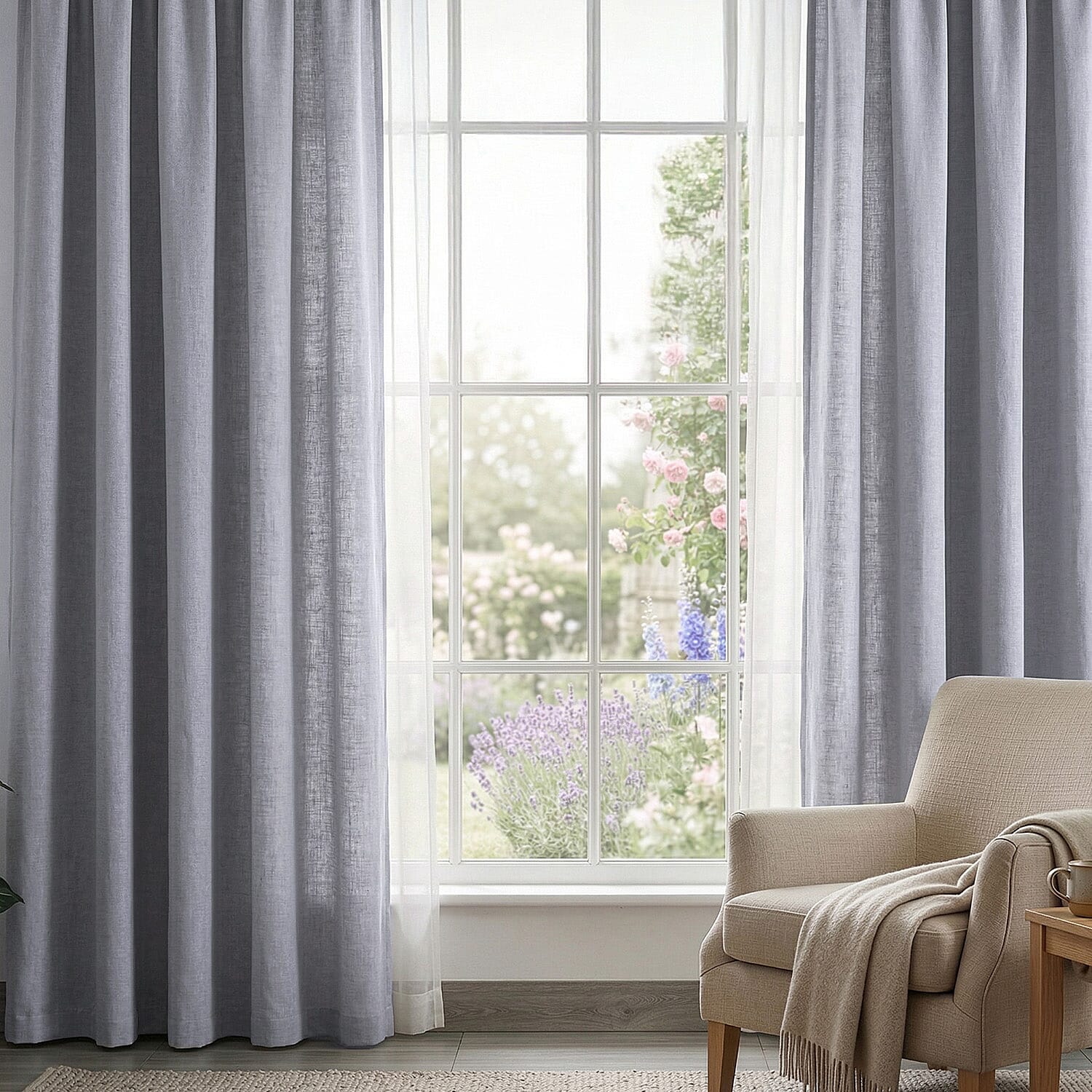 LIVMORE Set of 2 - 100% Light Blocking Coated  Curtains (132 x 245cm) - Light Grey 8376910 4