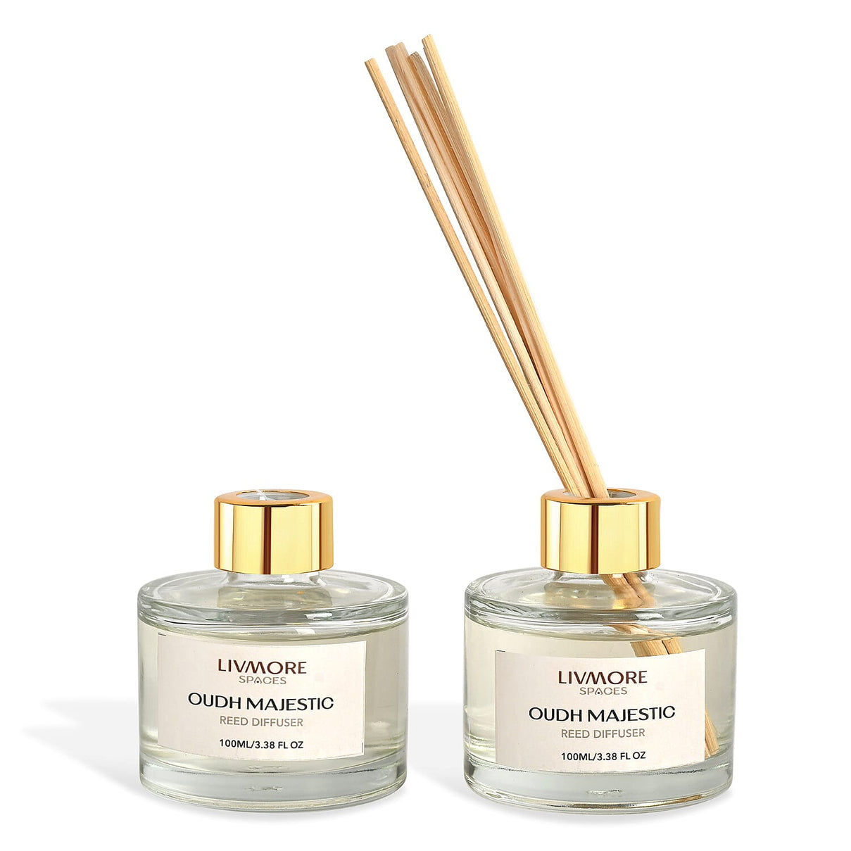 Livmore Set of 2 Majestic Oudh Reed Diffuser with 4 Natural Reed Sticks - 100ml V32353994 0