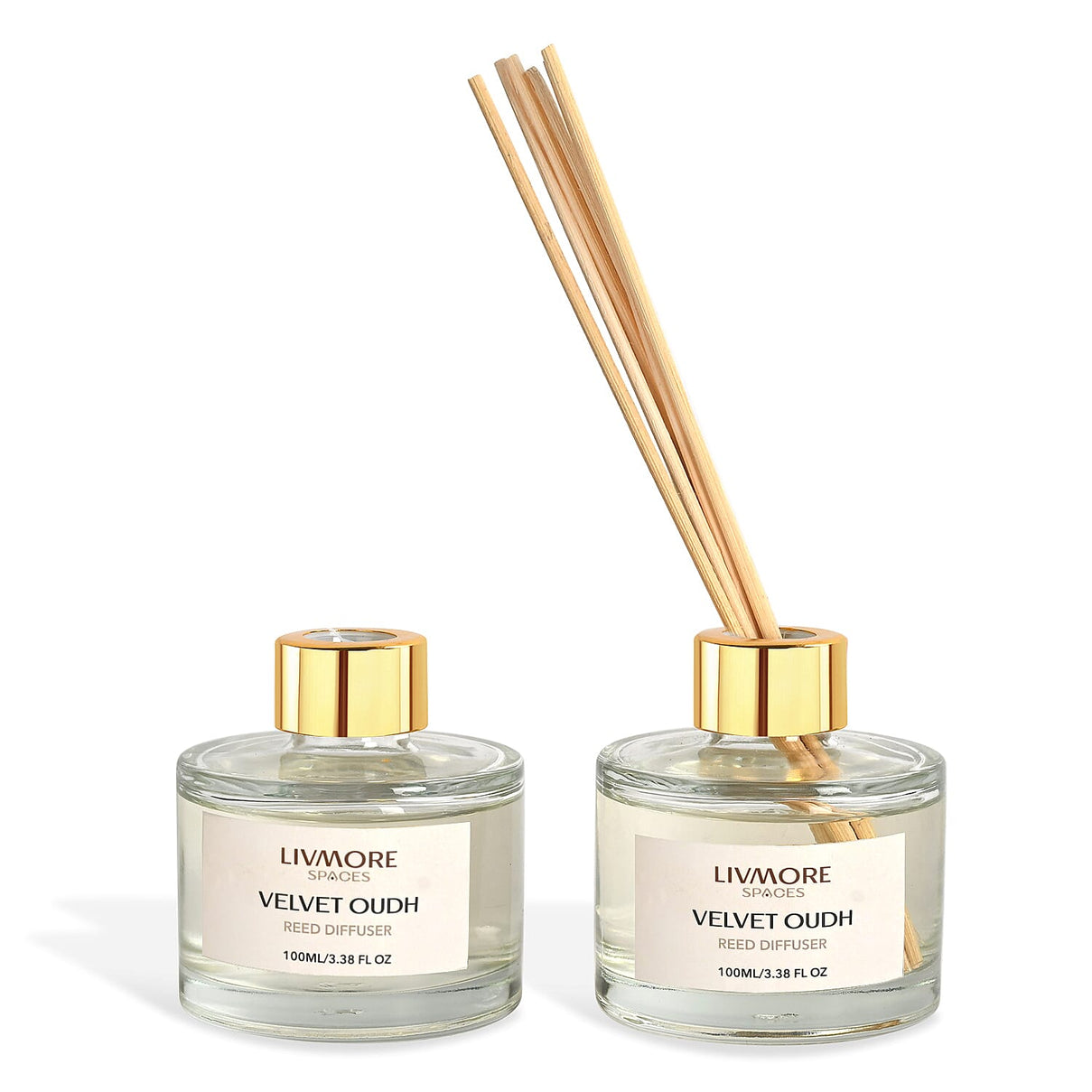 Livmore Set of 2 Velvet &amp; Oudh Reed Diffuser with 4 Natural Reed Sticks - 100ml V32354723 0