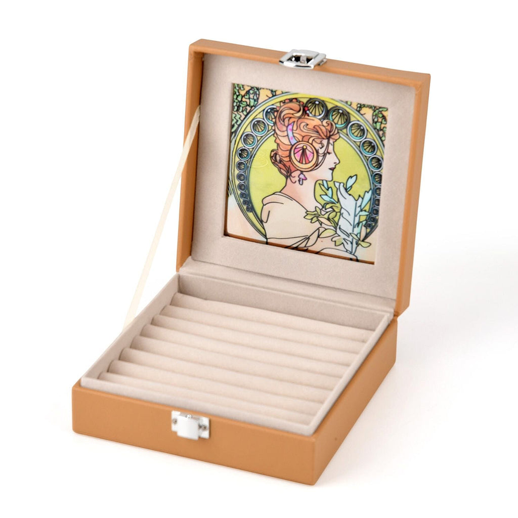 LIVMORE Patterned Jewellery Box (Size 15x15x5 cm) - Beige