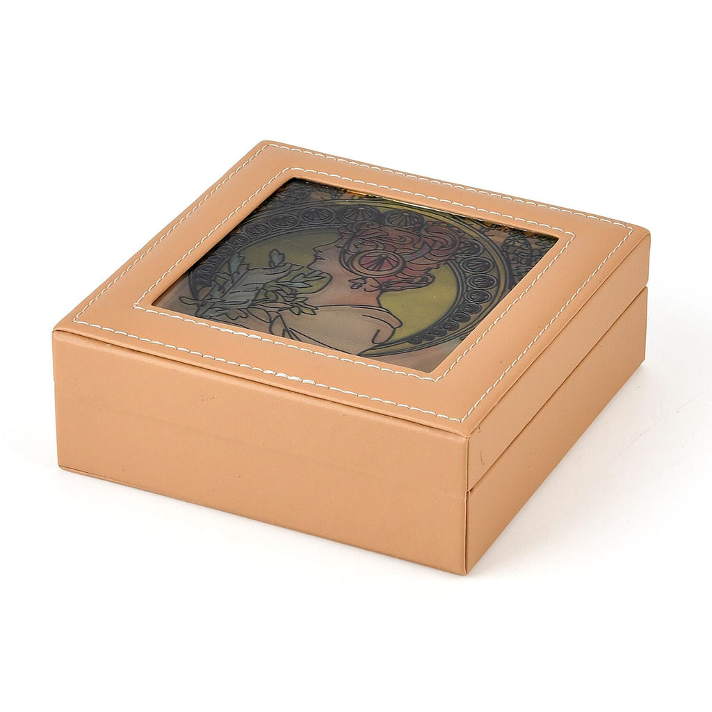 LIVMORE Patterned Jewellery Box (Size 15x15x5 cm) - Beige