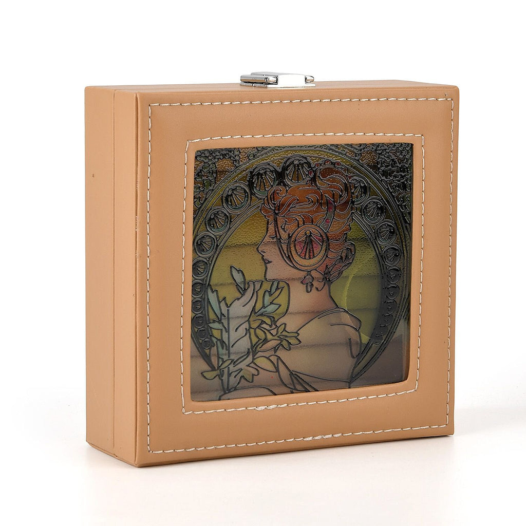 LIVMORE Patterned Jewellery Box (Size 15x15x5 cm) - Beige