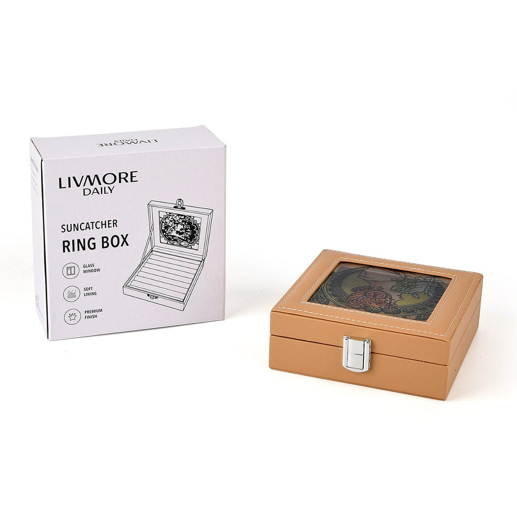 LIVMORE Patterned Jewellery Box (Size 15x15x5 cm) - Beige
