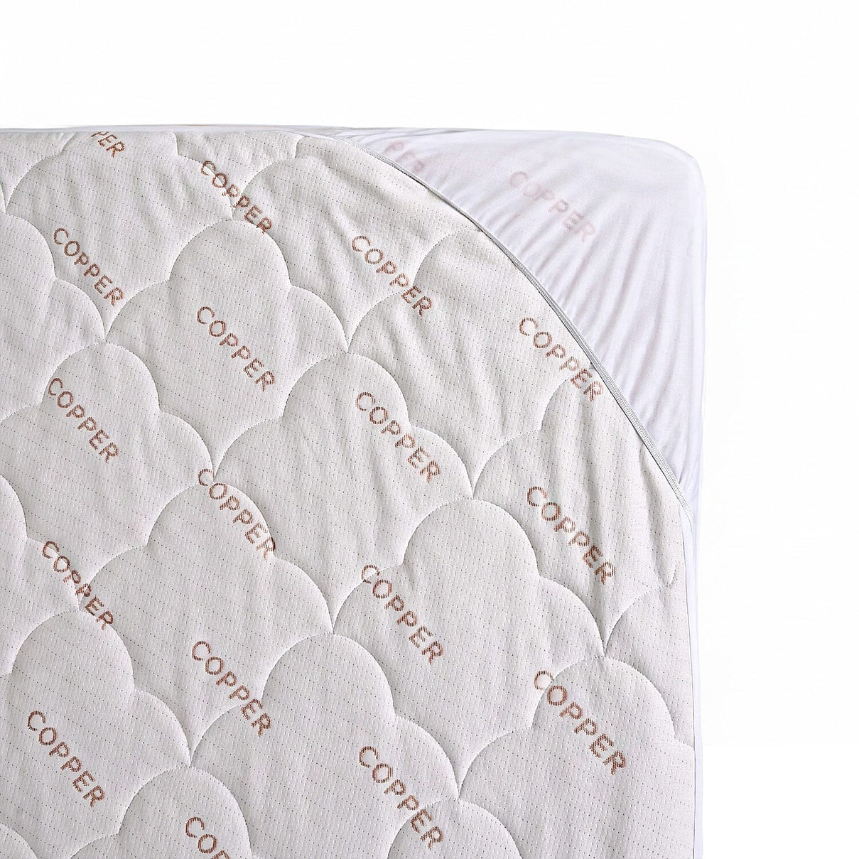 Quilted Copper Infused Waterproof Mattress Protector - 220gsm Jacquard Top (Single) - White 8286460 3