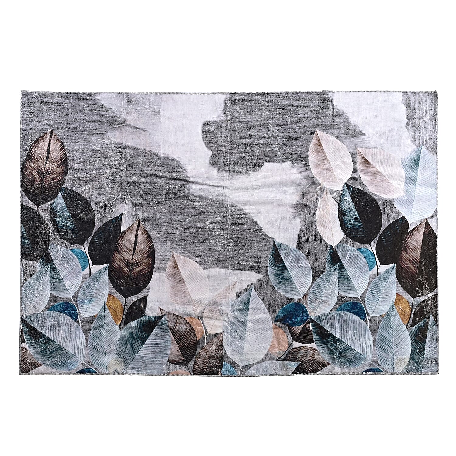 LIVMORE Leaf Pattern Rug (Size 120x180 cm) - Black V32357095 0