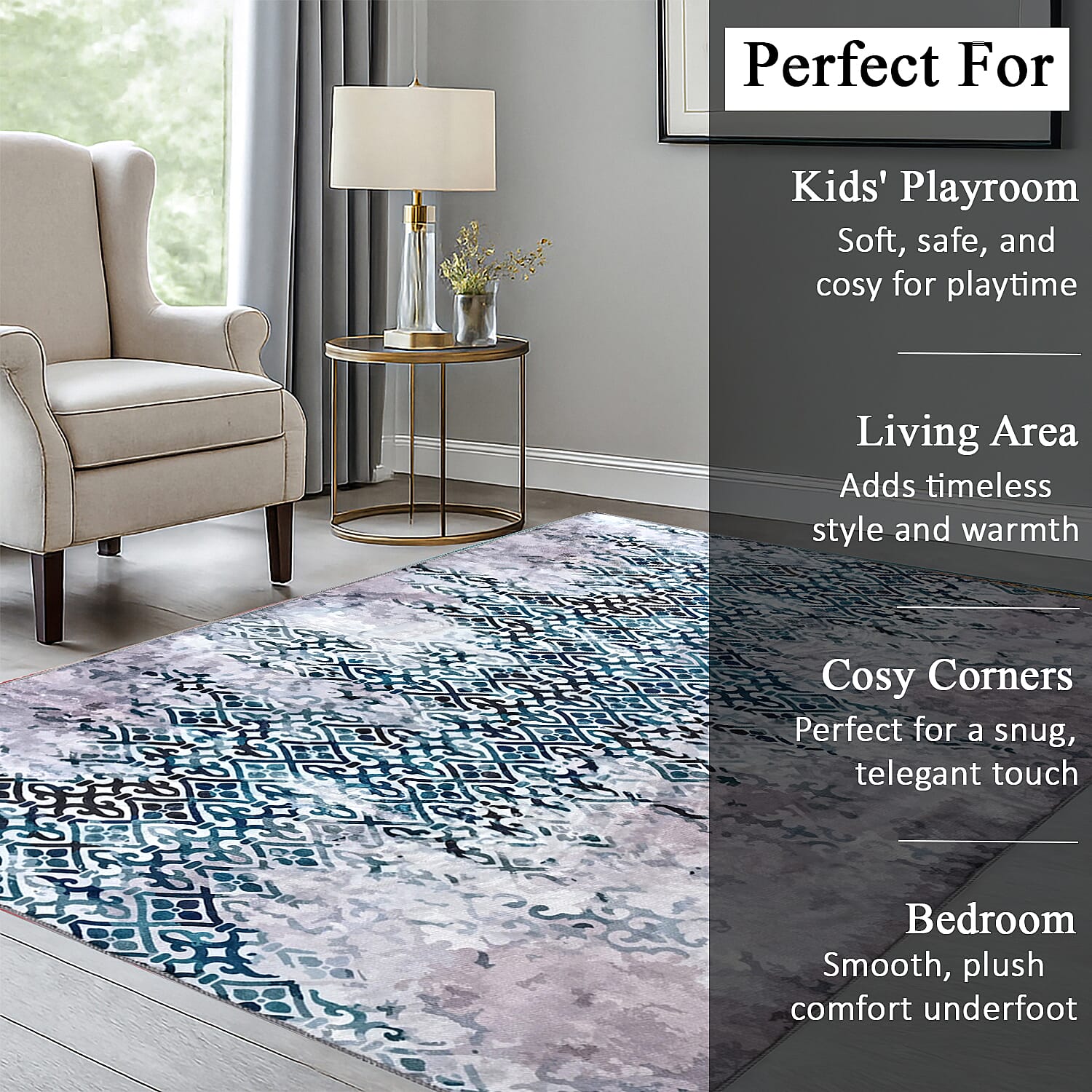 LIVMORE Vibrant Abstract Pattern Rug (Size 120x180 cm) - Blue V32353367 4