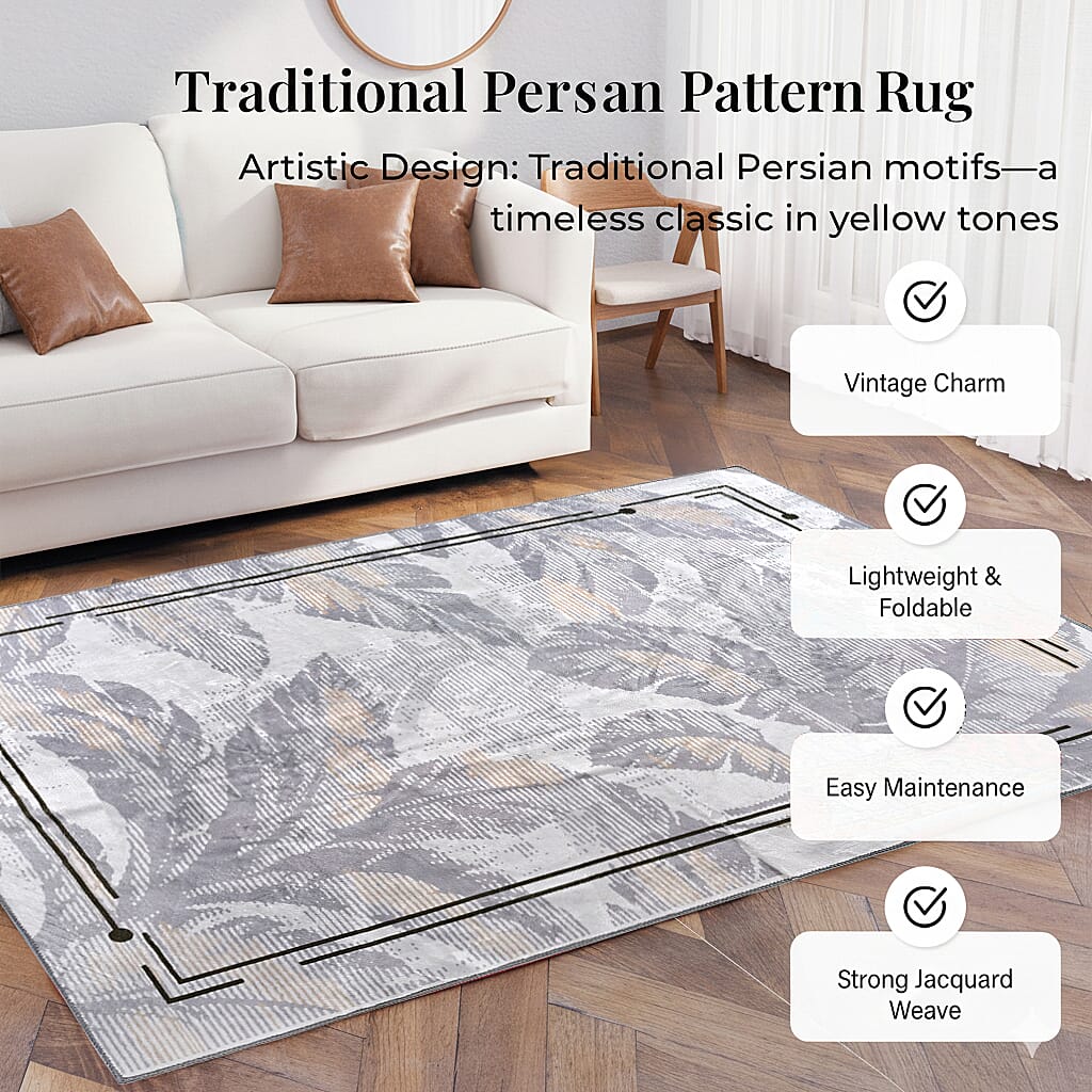 LIVMORE Palm Sketch Pattern Rug (Size 120x180 cm) - White V32357514 3