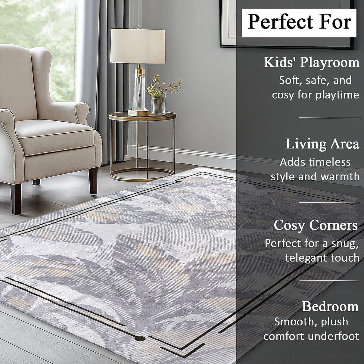 LIVMORE Palm Sketch Pattern Rug (Size 120x180 cm) - White V32362050 4