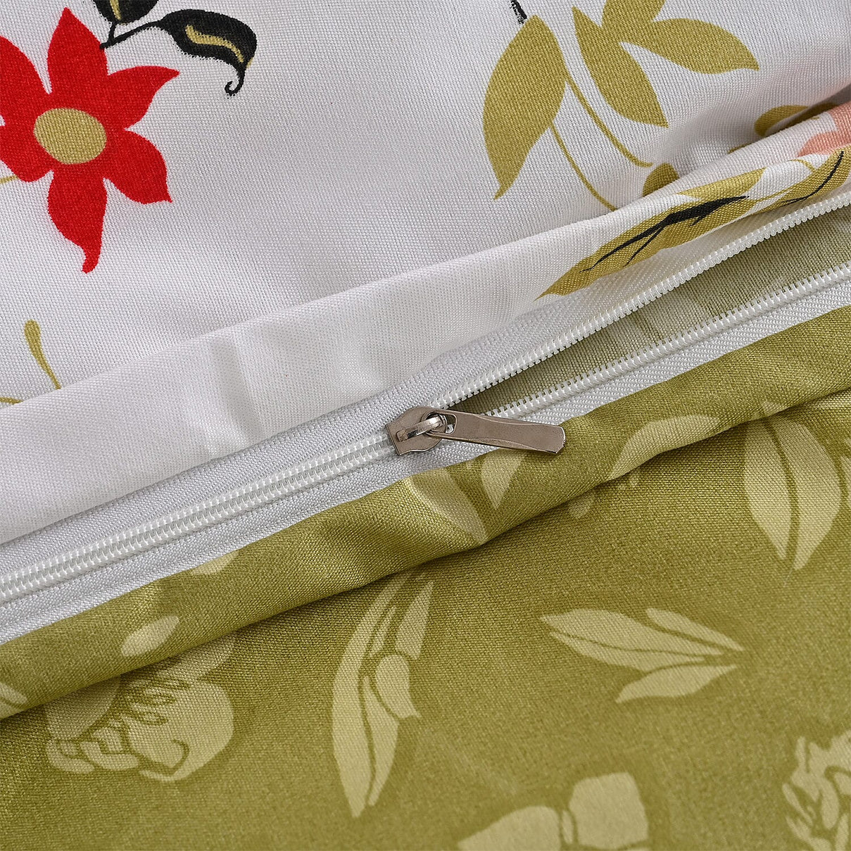 LIVMORE Set of 4 Floral Print Reversible Duvet Cover Set (Double) - White 8313701 5