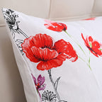 LIVMORE 4-Piece Reversible Printed Bedding Set - inc. Duvet Cover, Fitted Sheet & 2 x Coordinated Pillowcases (King) - White and Red