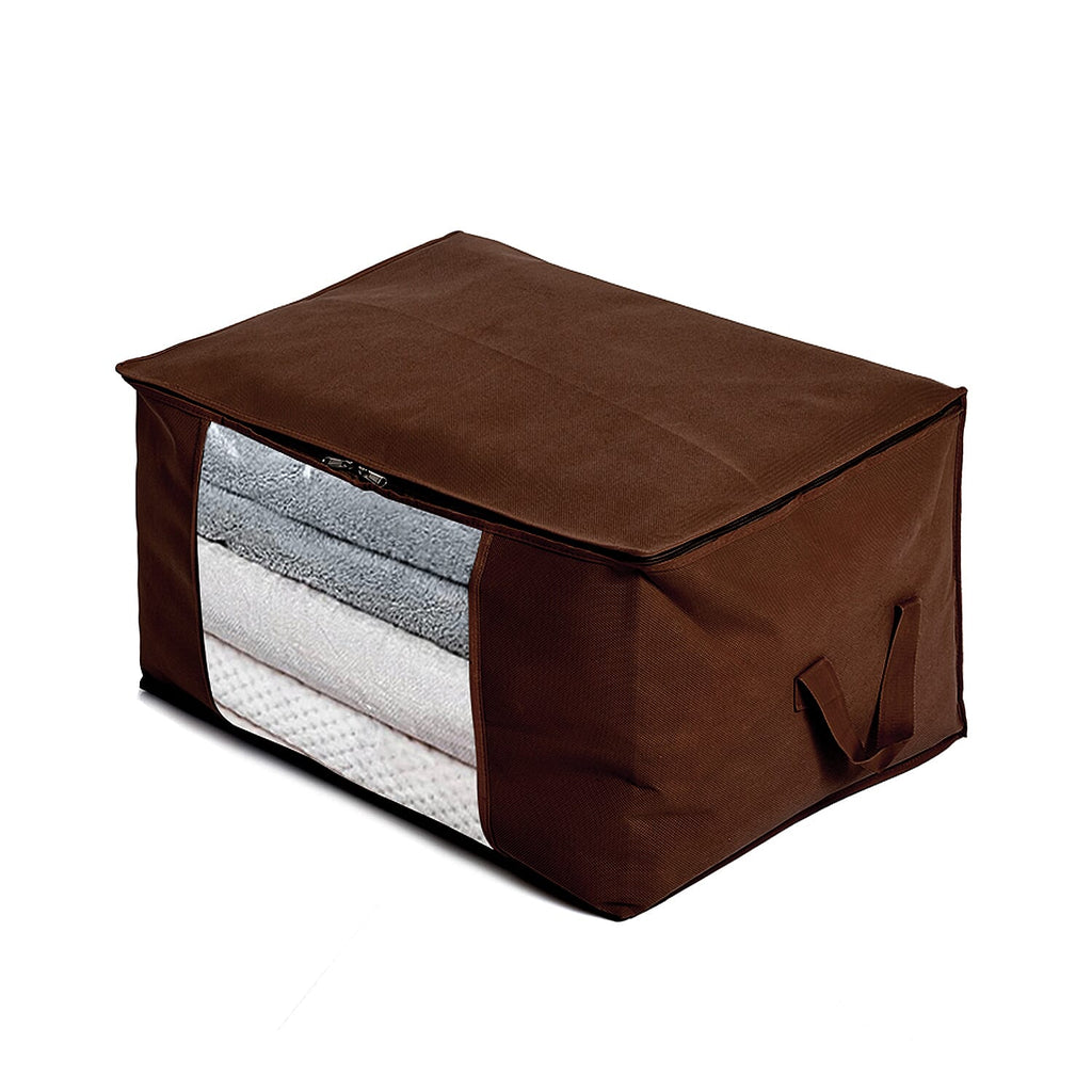 Livmore Set of 5 Non-Woven Fabric Storage Bags with Clear Window (34 x 60 x 42 cm) - Brown