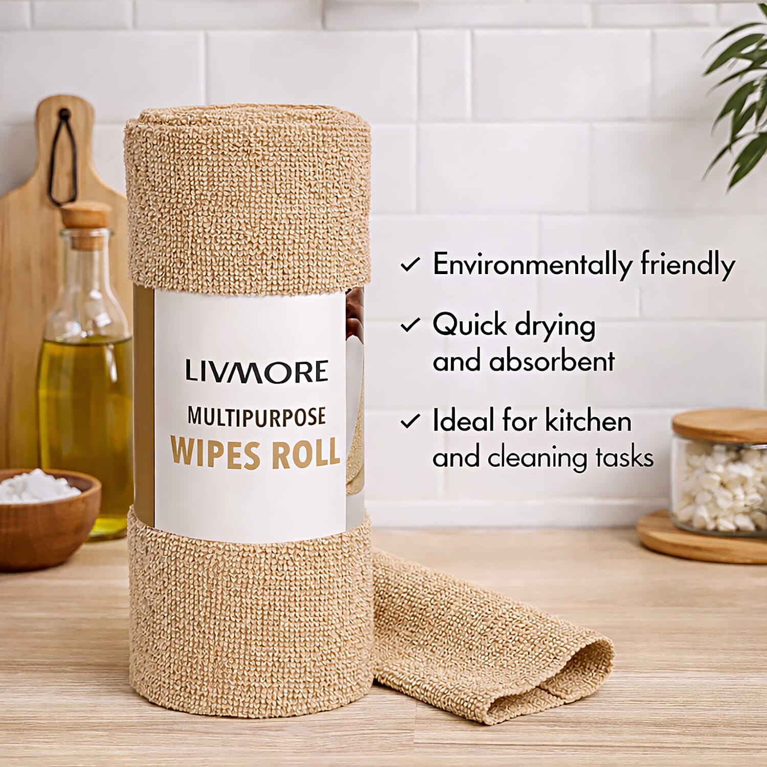 Livmore Microfibre Cleaning Towel Roll - 30 Pulls (25 x 25cm) - Beige 8516161 3