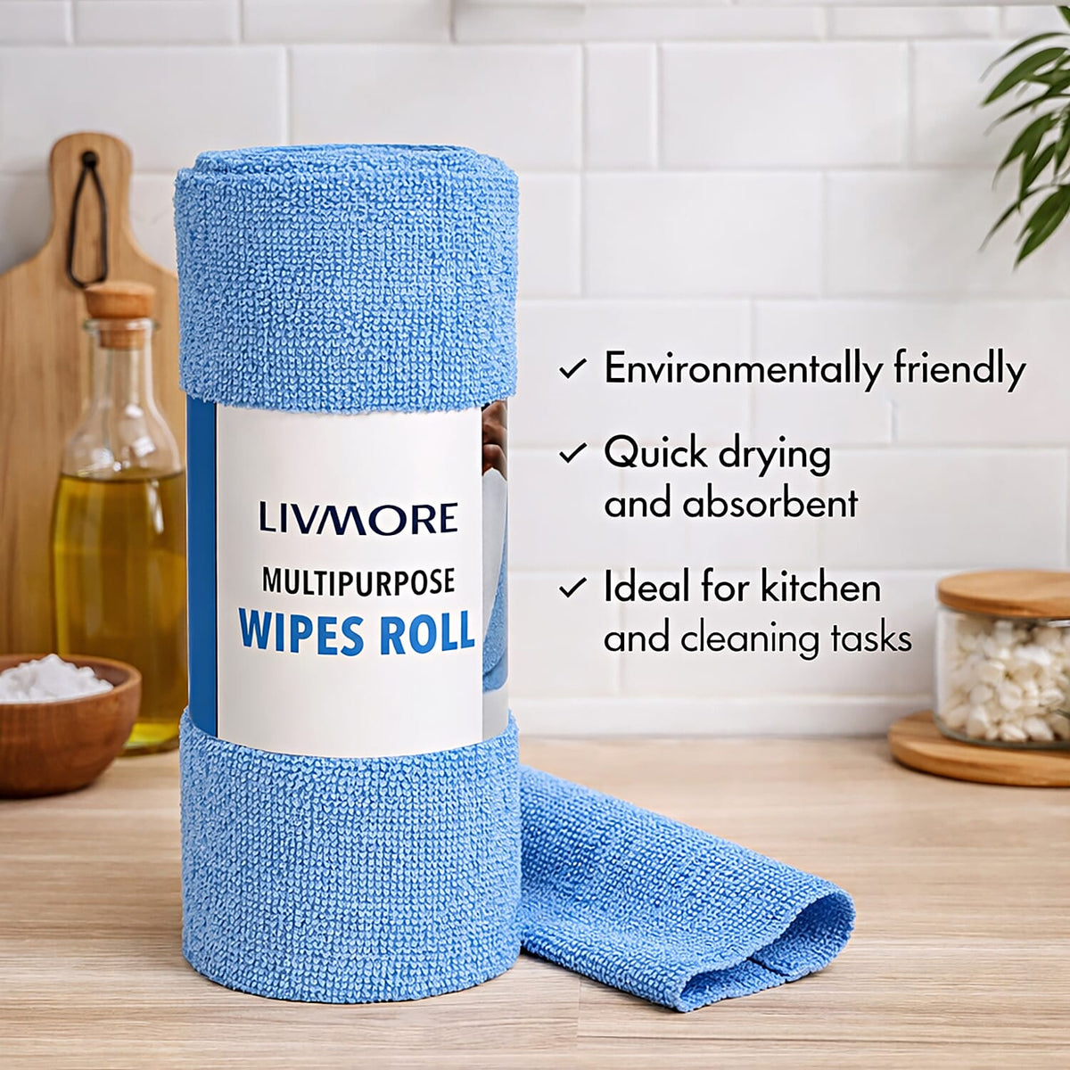 Livmore Microfibre Cloth Roll - 30 Pulls (25 x 25cm) - Light Blue V32577154 3