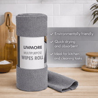 Livmore Microfibre Cleaning Towel Roll - 30 Pulls (25 x 25cm) - Blue