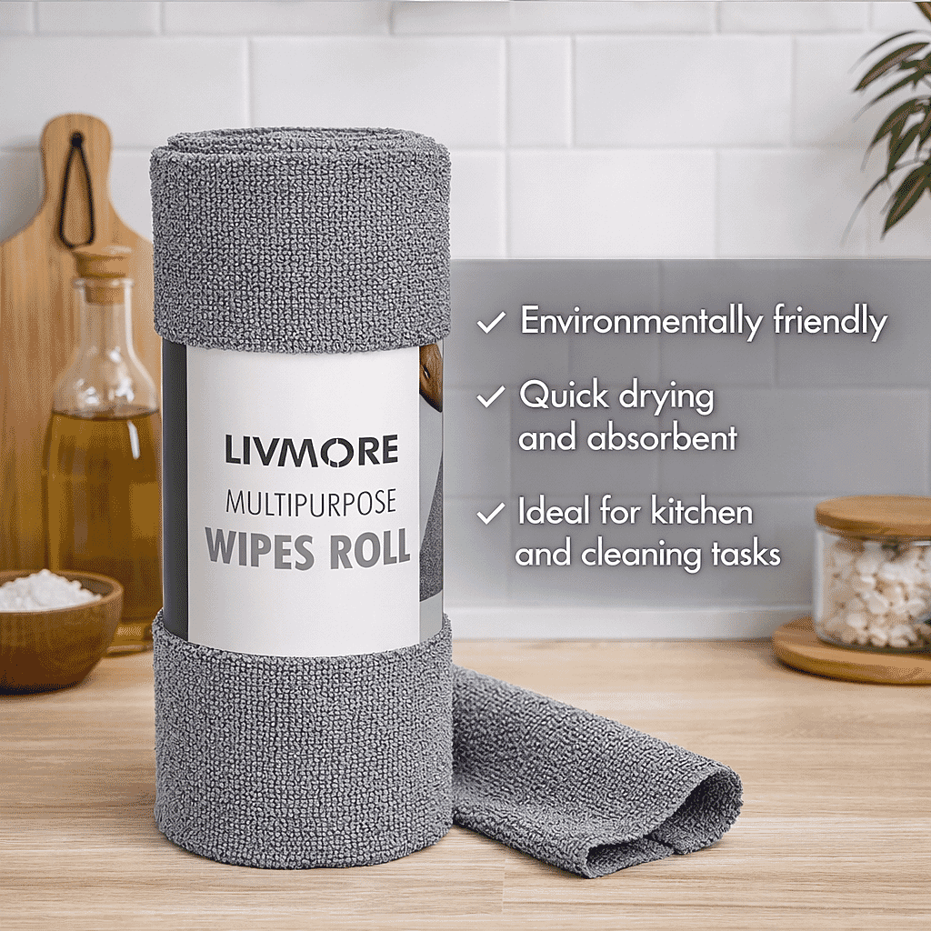 Livmore Microfibre Cleaning Towel Roll - 30 Pulls (25 x 25cm) - Slate Grey V32518308 2