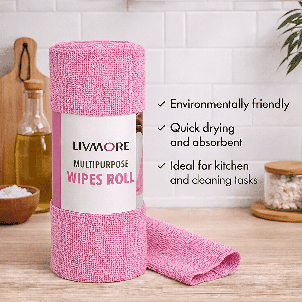 Livmore Microfibre Cloth Roll - 30 Pulls (25 x 25cm) - Pink V32581151 3