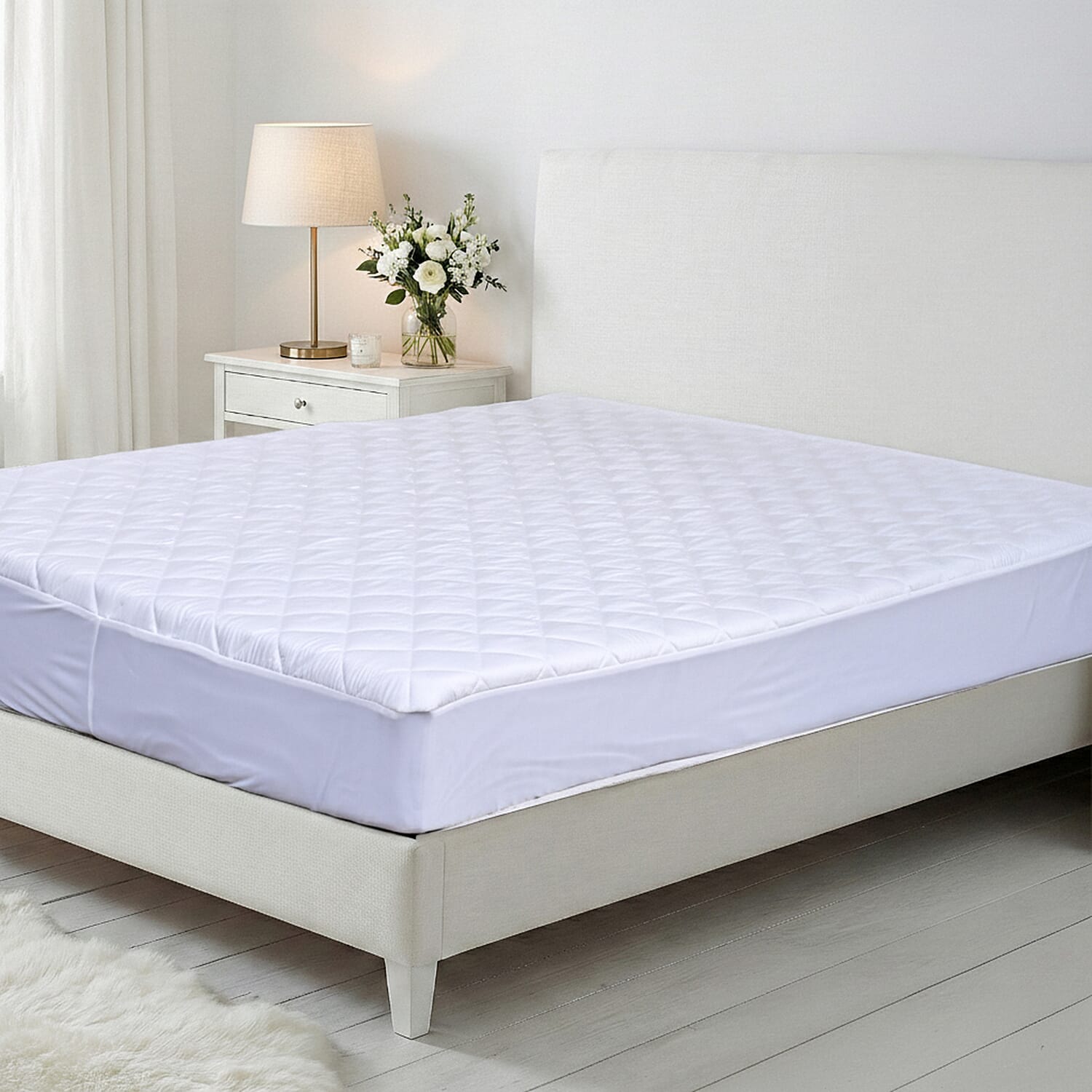 LIVMORE Premium Quilted Tencel 100% Waterproof Mattress Protector (135 x 190cm) Double - White 8322577 0