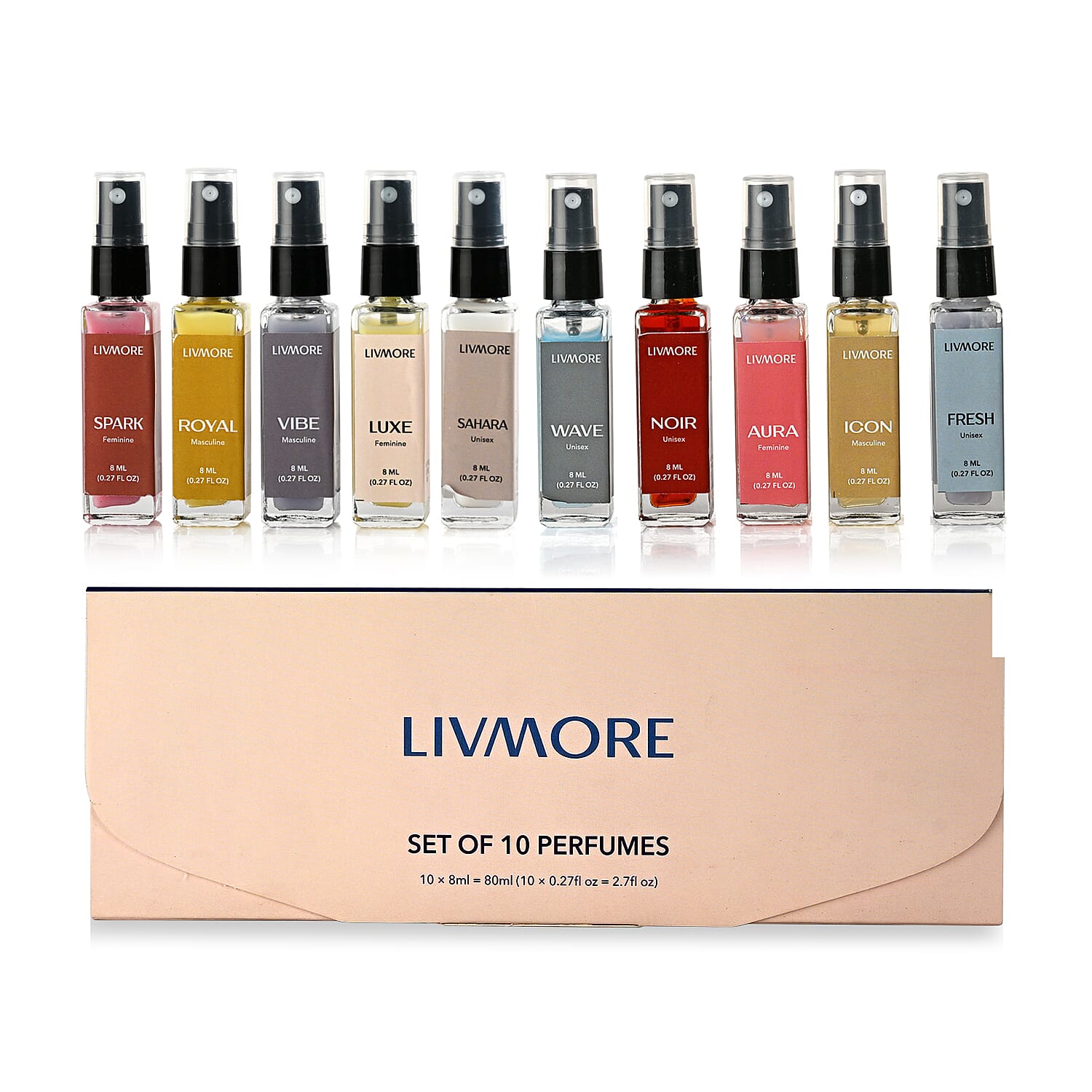 LIVMORE Set of 10 Unisex Perfumes - 10 x 8ML 8270885 0