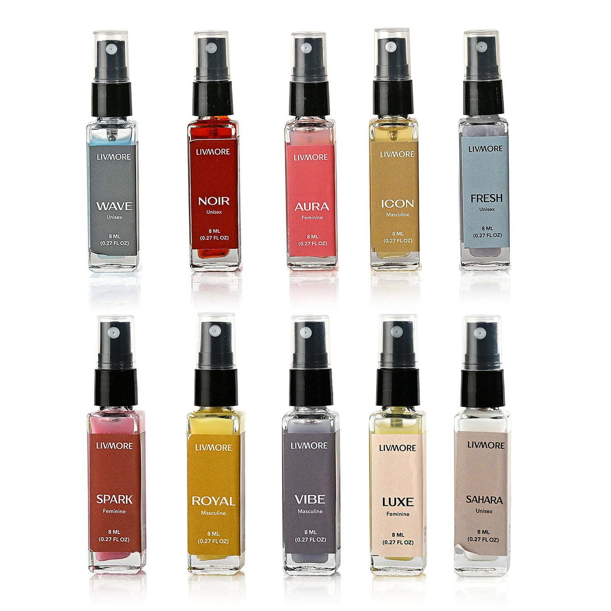 LIVMORE Set of 10 Unisex Perfumes - 10 x 8ML 8270885 5