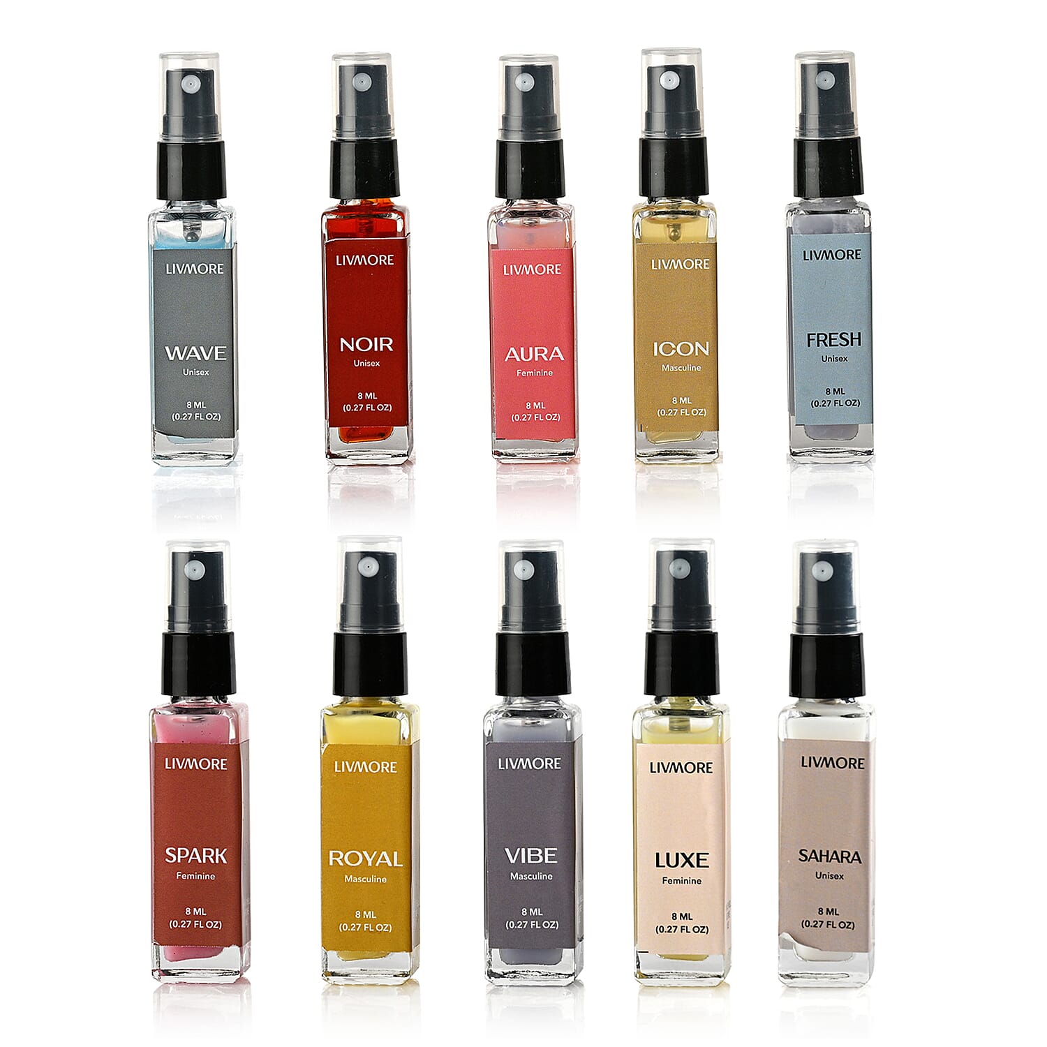 LIVMORE Set of 10 Unisex Perfumes - 10 x 8ML 8270885 5