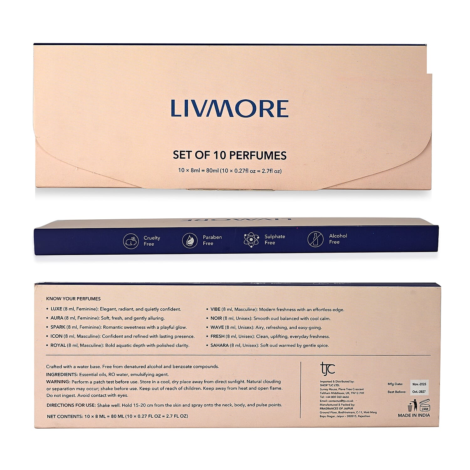 LIVMORE Set of 10 Unisex Perfumes - 10 x 8ML 8270885 10