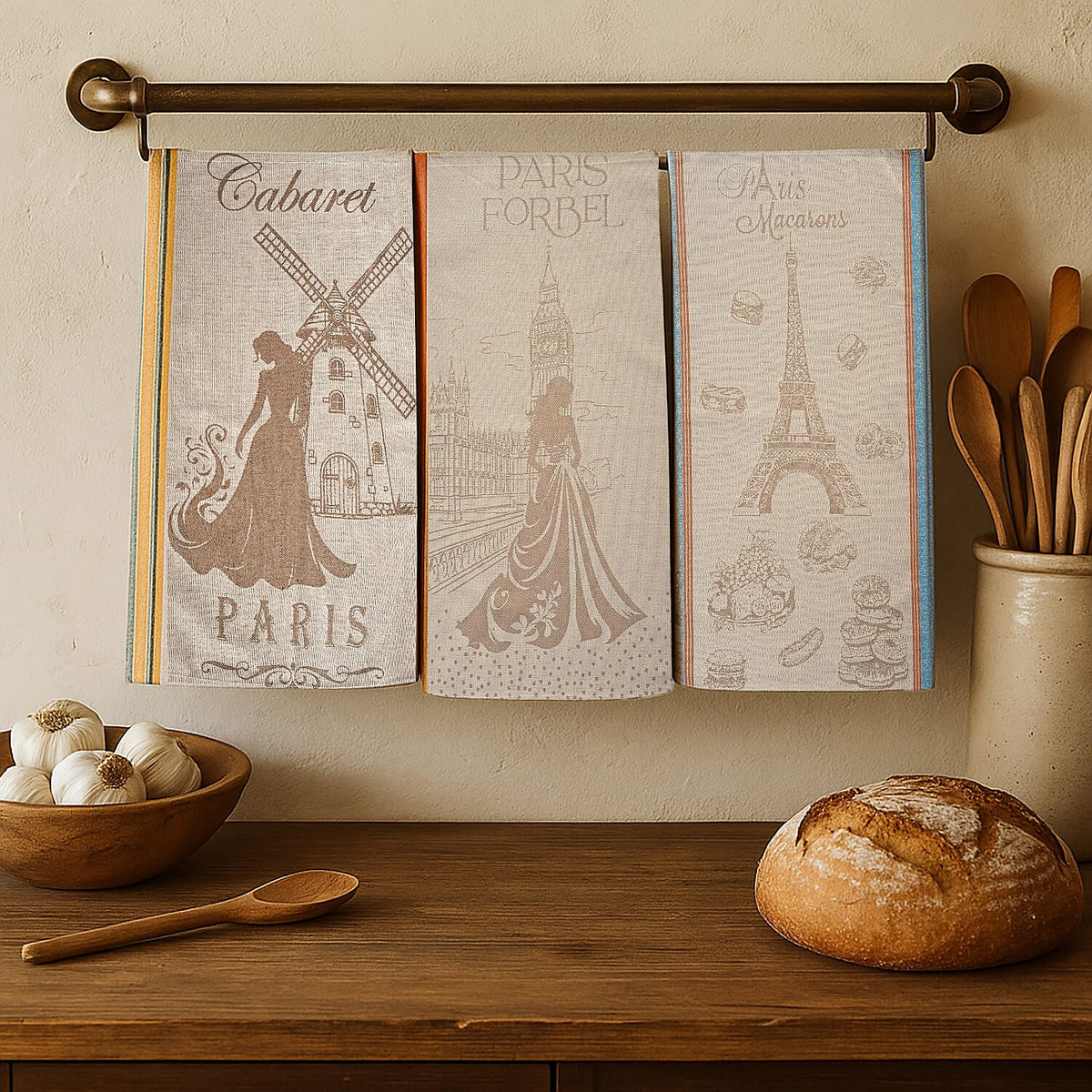 LIVMORE Set of 3 Jacquard Kitchen Towels (Size 70 x 50 cm) 8202975 0